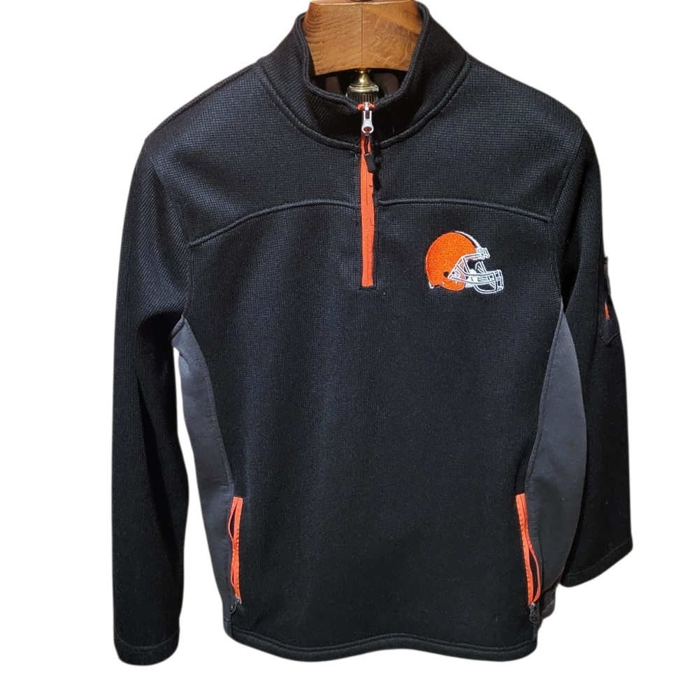 NFL Cleveland Browns Fleece Lined Quarter Zip Embroidered Jacket Size Medium